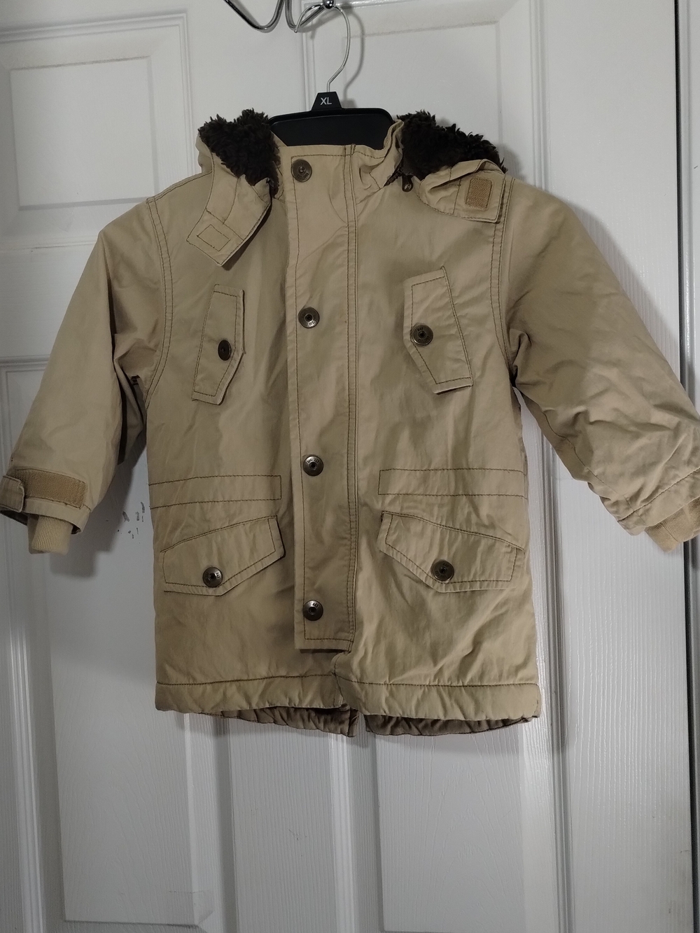 GAP Kids Khaki Utility Hooded Coat with Sherpa Lined